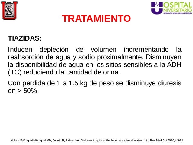 tiazidas en diabetes insipida sintomas