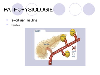 PATHOFYSIOLOGIE Tekort aan insuline oorzaken 