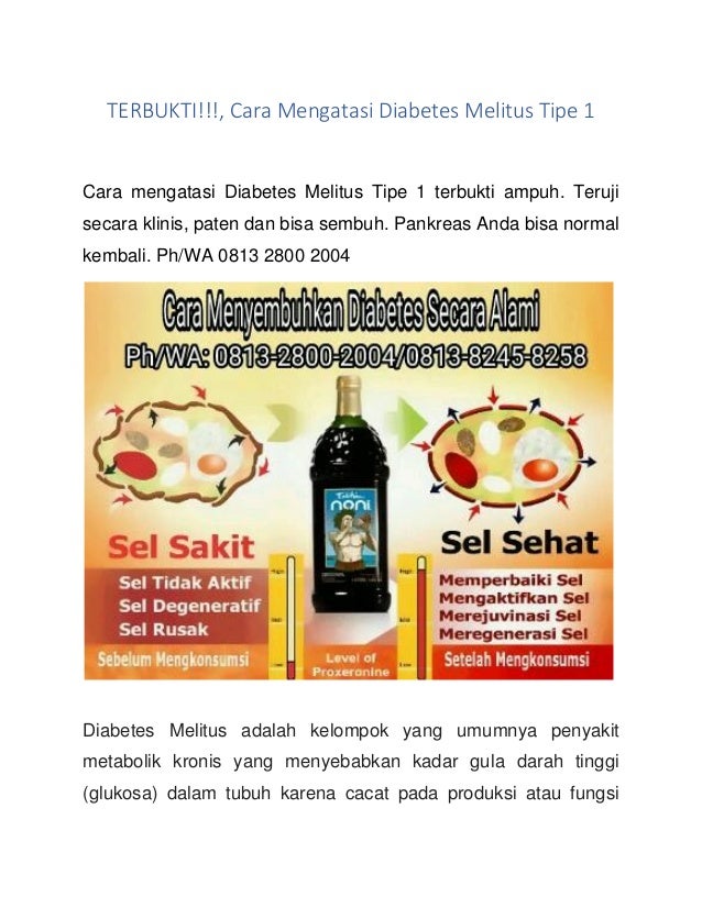Terbukti Cara Mengatasi Diabetes Melitus Tipe 1