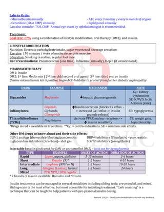 Diabetes Cheat Sheet | DOCX
