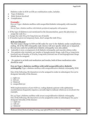 Diabetes coding medesun ICD-10-CM 2017 | PDF