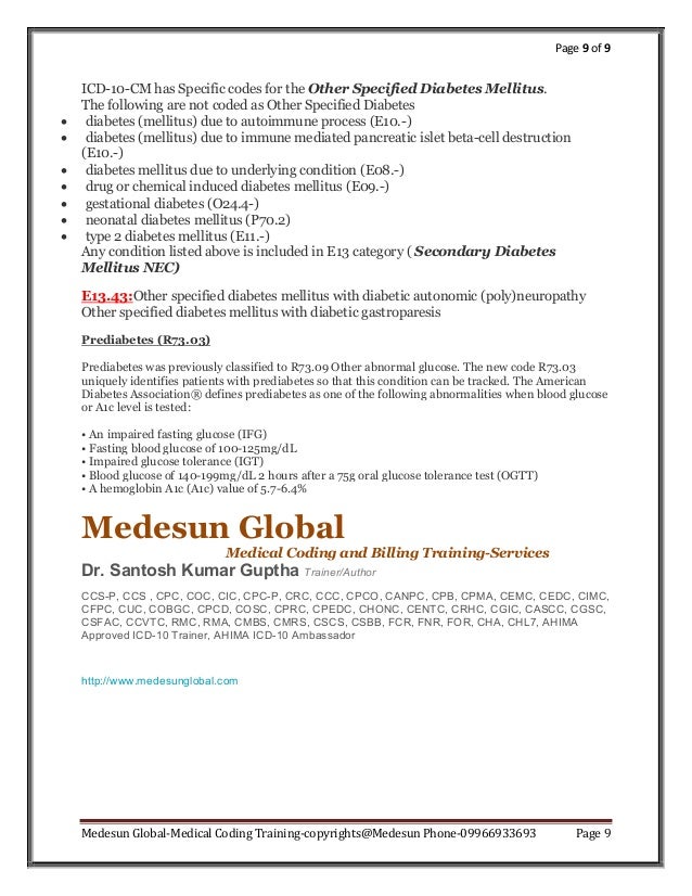 Diabetes coding medesun ICD-10-CM 2017