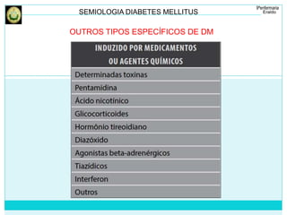 SEMIOLOGIA DIABETES MELLITUS 
OUTROS TIPOS ESPECÍFICOS DE DM 
 