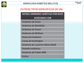 SEMIOLOGIA DIABETES MELLITUS 
OUTROS TIPOS ESPECÍFICOS DE DM 
 