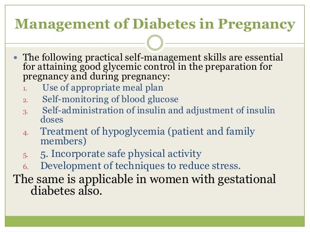 Management Of Diabetes In Pregnancy