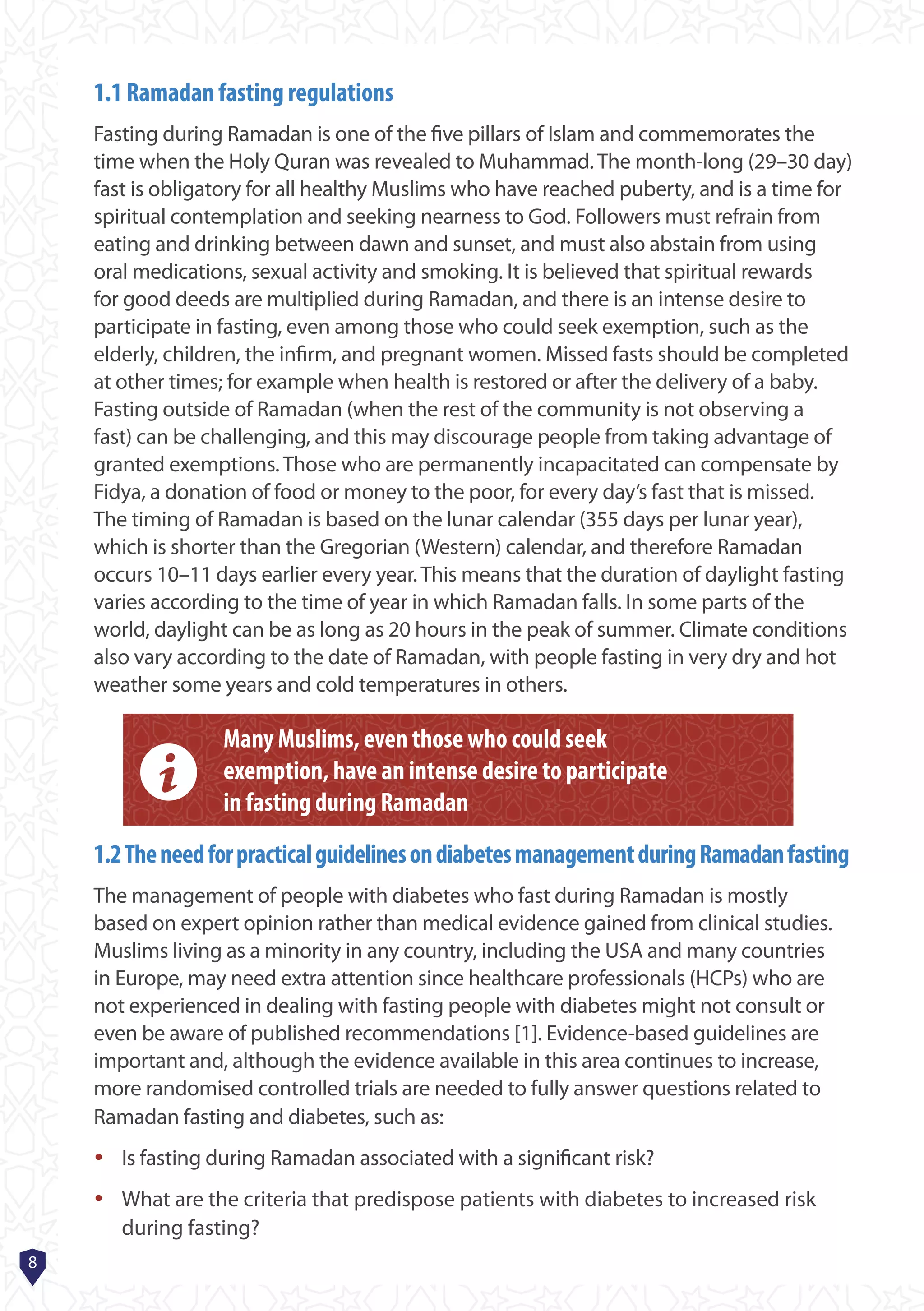 Diabetes in Ramadan guidelines | PDF