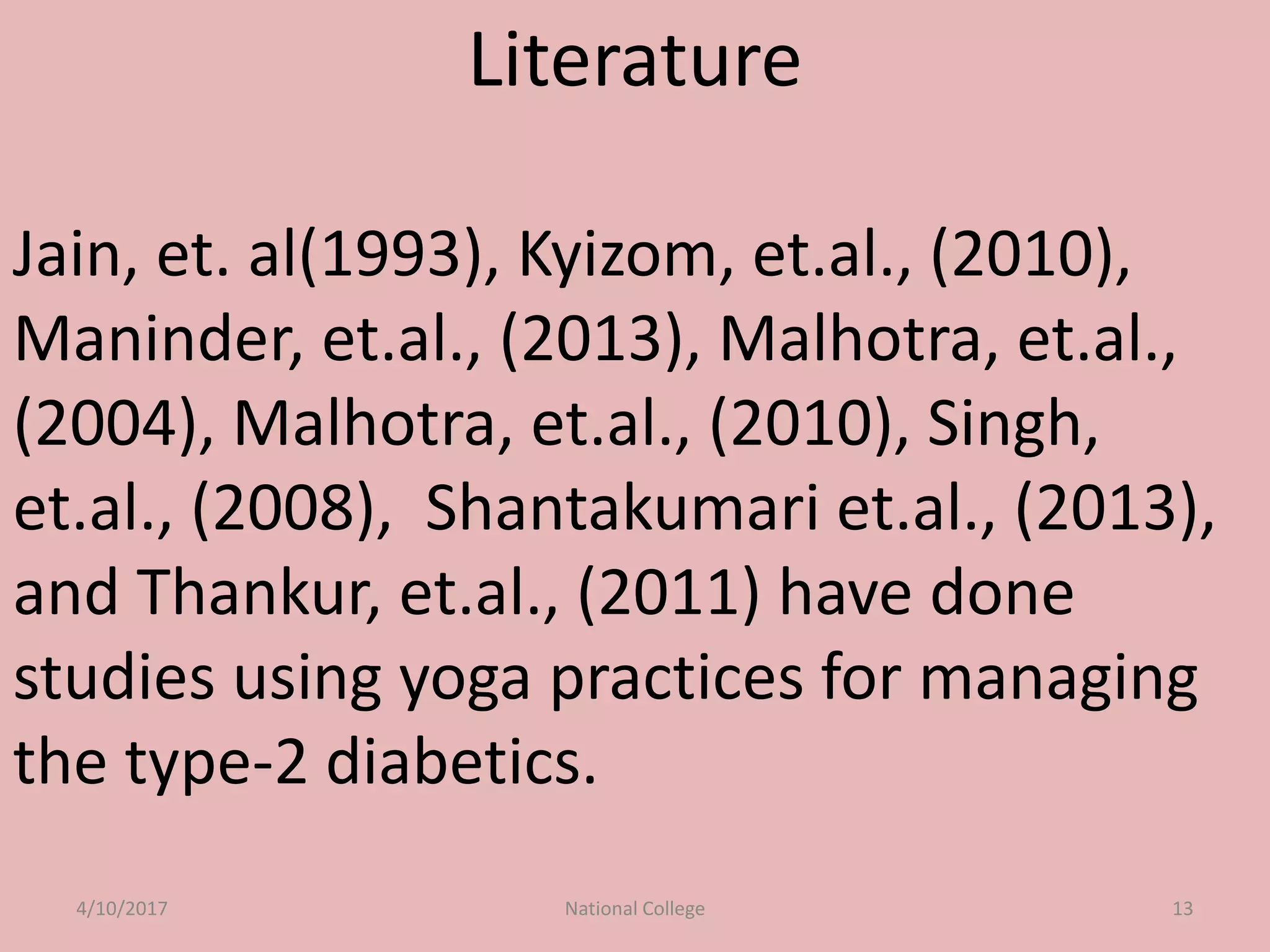 Diabetes management through yogic exercises PPT