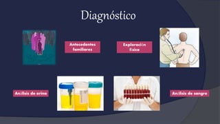 Diagnóstico
Antecedentes
familiares
Exploración
física
Análisis de orina Análisis de sangre
 