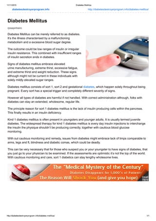 Diabetes mellitus | PDF
