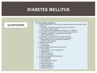 DIABETES MELLITUS
CLASIFICACIÓN
 