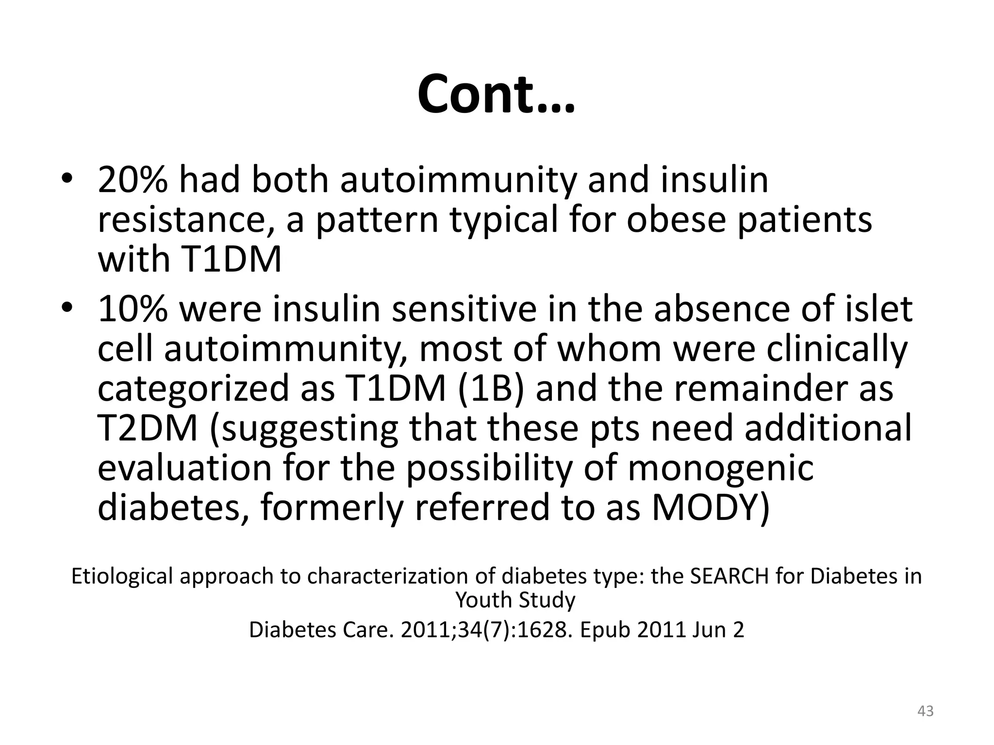 Diabetes mellitus in children; types, pathophysiology and diagnosis | PPTX