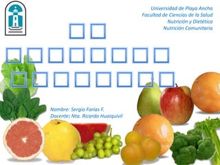 Universidad de Playa Ancha
                                   Facultad de Ciencias de la Salud
                                              Nutrición y Dietética
                                            Nutrición Comunitaria




Nombre: Sergio Farías F.
Docente: Nta. Ricardo Huaiquivil
 
