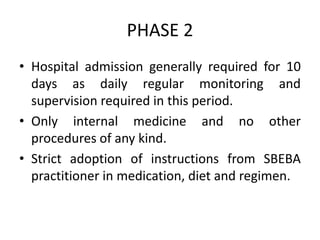 PHASE 2
• Hospital admission generally required for 10
days as daily regular monitoring and
supervision required in this p...
