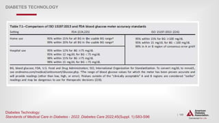 | 108
DIABETES TECHNOLOGY
Diabetes Technology:
Standards of Medical Care in Diabetes - 2022. Diabetes Care 2022;45(Suppl. 1):S83-S96
 