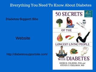 Everything You Need To Know About Diabetes
Diabetes Support Site
Website
http://diabetessupportsite.com/
 