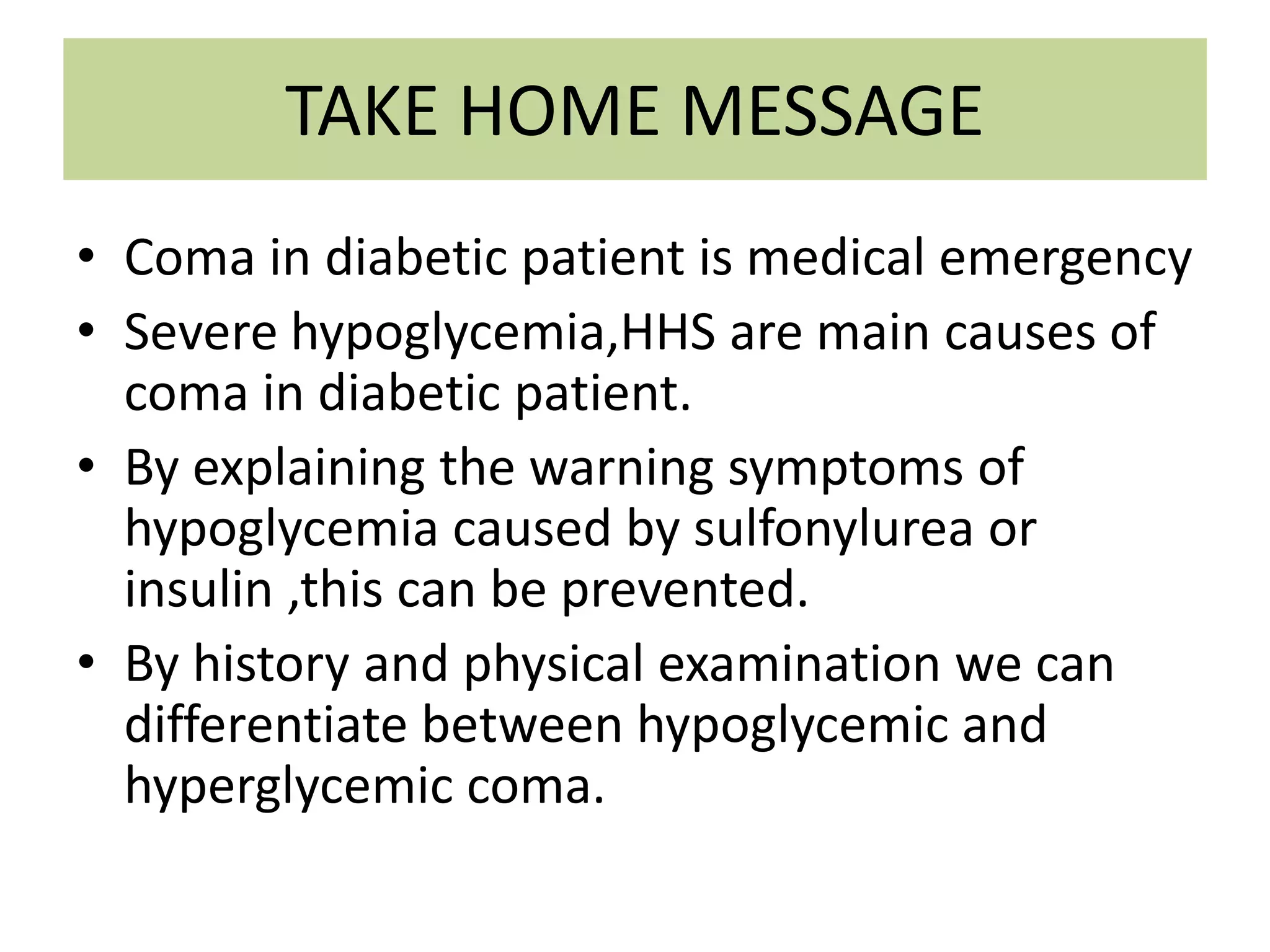 APPROACH TO A CASE OF COMA IN DIABETIC PATIENT | PPTX