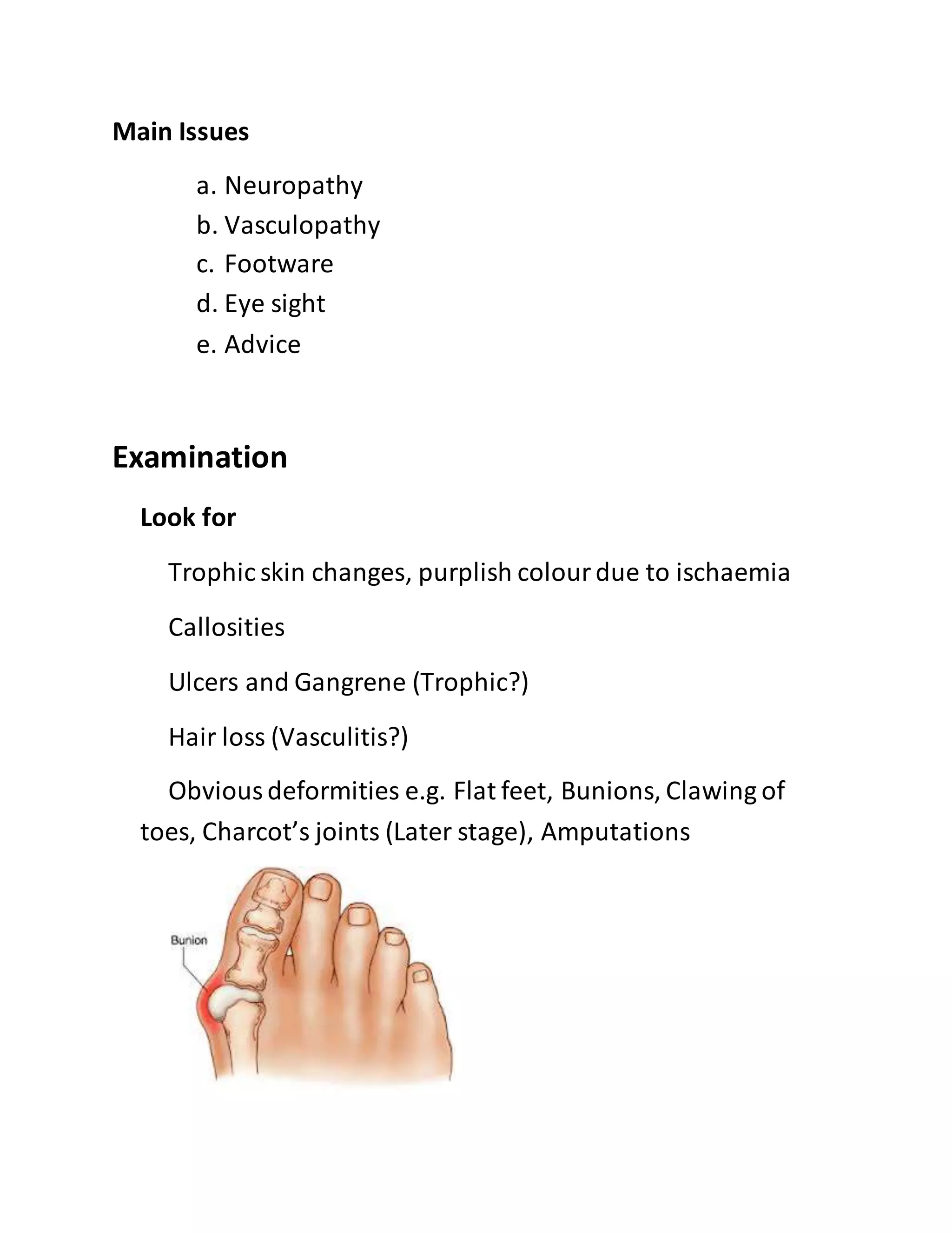 Diabetic foot examination
