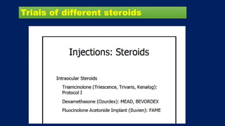 Trials of different steroids
 