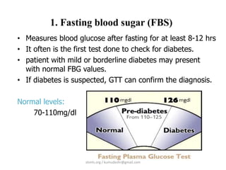 Fbs Rbs Normal Range Diabetic Profile - Lab Diagnosis | PPTX