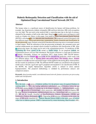 discusses about detection of diabetic retinopathy in detail manner | PDF