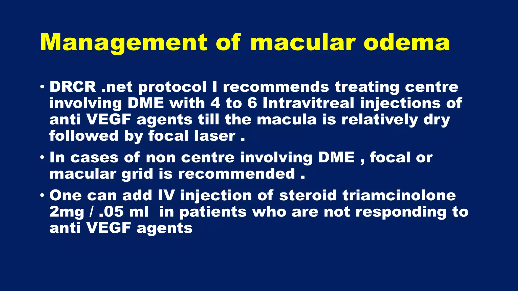 Retina Injection Protocol Diabetic retinopathy management | PPTX