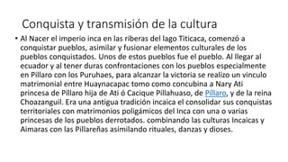 Origen del diablo
 Partiendo de estos datos como la religión católica obligaba a los pueblos
conquistados a evangelizarse, transformaba lo anteriormente sagrado en fruto
del demonio en caso de no poder asimilar o fusionar con las nuevas deidades
implementadas. El danzante y los lugares religiosos de antaño se transformaron
en el diablo e implantaron la nueva imagen del diablo en la mente de los
indígenas, pero los vestigios ancestrales iban pasando de generación en
generación hasta que fue tomando cuerpo de nuevo. Y como el diablo era
símbolo de rebeldía los Pillareños al ser un pueblo rebelde decidieron utilizarlo
como símbolo de rebeldía ante la iglesia y la administración opresora.
 Entonces se sentían energías en la montaña Pucahuayco, donde una persona
Narciso López, en un sueño vio a los personajes de la diablada en el sector de
Tunguipamba en las faldas de la montaña Pucahuayco, quien se dedico a
enseñar las danzas visualizadas donde aparecían las guarichas, los diablos, el
capariche a la gente de su barrio comenzando asi la fiesta de los disfrazados
con el pueblo de Tunguipamba.
 