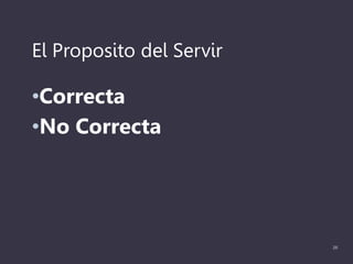 El Proposito del Servir
•Correcta
•No Correcta
26
 