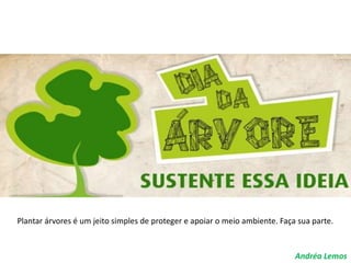 Andréa Lemos
Plantar árvores é um jeito simples de proteger e apoiar o meio ambiente. Faça sua parte.
 