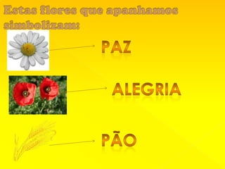 Estas flores que apanhamos  simbolizam:Pazalegriapão