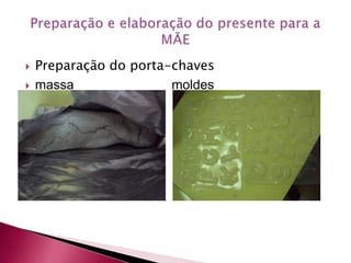 Preparação do porta-chavesmassa	                      moldesPreparação e elaboração do presente para a MÃE