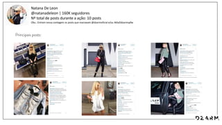 Natana De Leon
@natanadeleon | 160K seguidores
Nº total de posts durante a ação: 10 posts
Obs.: Entram nessa contagem os posts que marcavam @dzarmoficial e/ou #diaDdzarmspfw
 