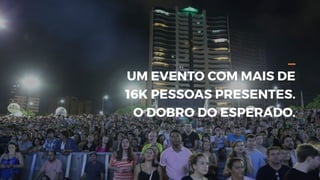 _
UM EVENTO COM MAIS DE
16K PESSOAS PRESENTES.
O DOBRO DO ESPERADO.
 