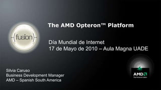 The AMD Opteron™ Platform Día Mundial de Internet 17 de Mayo de 2010 – Aula Magna UADE Silvia Caruso Business Development Manager AMD – Spanish South America 