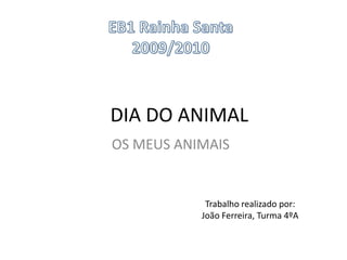 EB1 Rainha Santa 2009/2010 DIA DO ANIMAL OS MEUS ANIMAIS Trabalho realizado por:João Ferreira, Turma 4ºA 