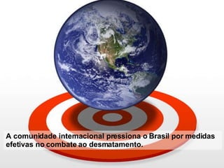 A comunidade internacional pressiona o Brasil por medidas efetivas no combate ao desmatamento. 