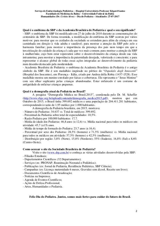 Dia Do Pediatra 27 De Julho Radiografia Da Especialidade E Nossa H