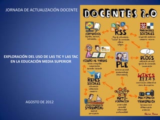 JORNADA DE ACTUALIZACIÓN DOCENTE




EXPLORACIÓN DEL USO DE LAS TIC Y LAS TAC
   EN LA EDUCACIÓN MEDIA SUPERIOR




           AGOSTO DE 2012
 