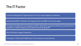 Leveraging IT for Enhanced Data Integrity Compliance in Pharma | PDF