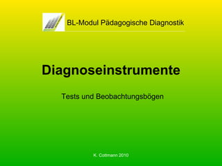 Diagnoseinstrumente BL-Modul Pädagogische Diagnostik Tests und Beobachtungsbögen 