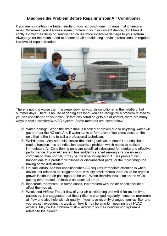Diagnose the problem before repairing your air conditioner