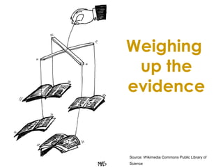 Weighing
up the
evidence
Source: Wikimedia Commons Public Library of
Science
 