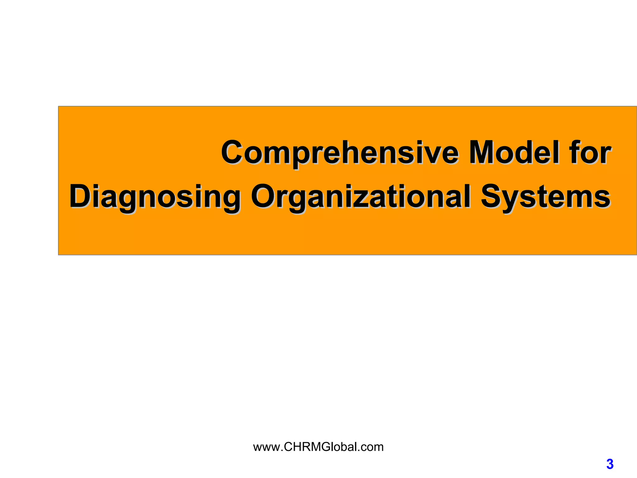 Comprehensive Model for  Diagnosing Organizational Systems  