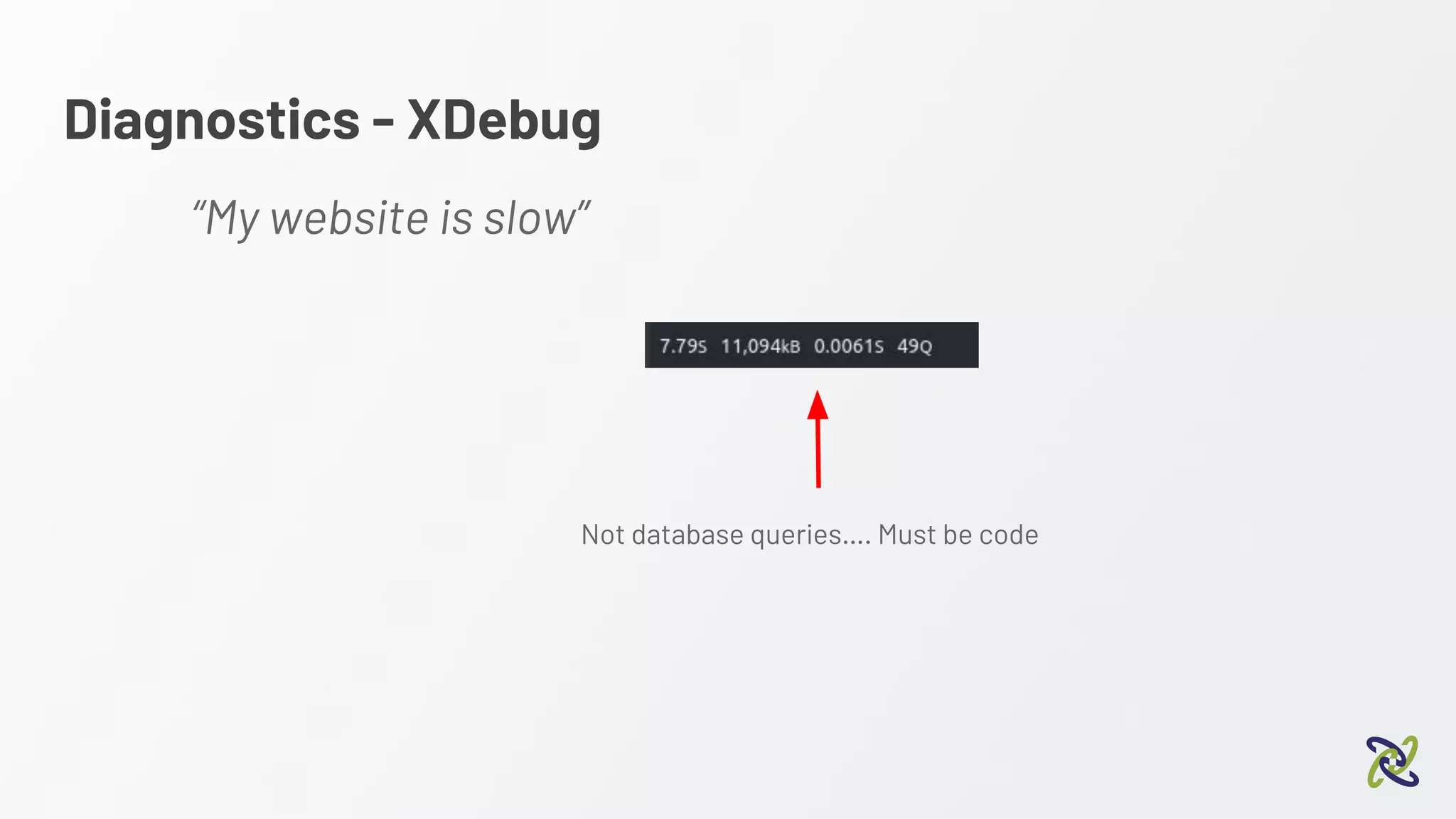 Diagnostics - XDebug
“My website is slow”
Not database queries…. Must be code
 