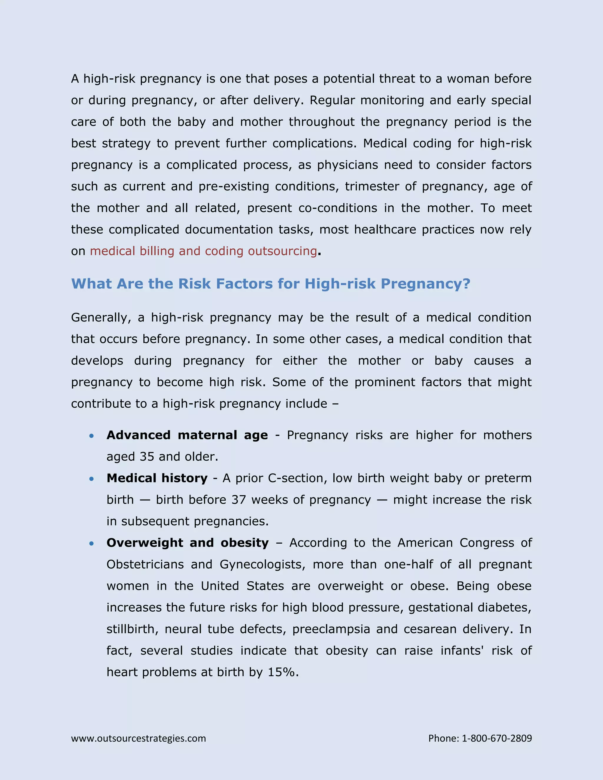 Diagnosis and Medical Coding for High Risk Pregnancy | PDF