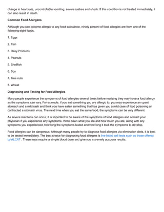 Diagnosis and testing for food allergies | PDF