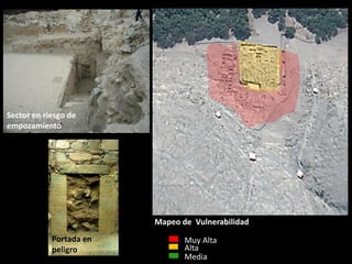 Mapeo de Vulnerabilidad 
Muy Alta 
Media 
Alta 
Sector en riesgo de empozamiento 
Portada en peligro  