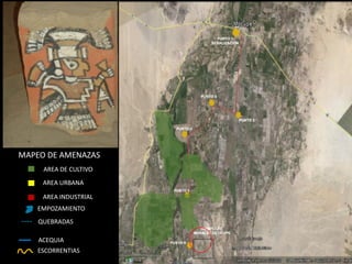 AREA URBANA 
AREA INDUSTRIAL 
EMPOZAMIENTO 
---- 
QUEBRADAS 
ACEQUIA 
ESCORRENTIAS 
AREA DE CULTIVO 
MAPEO DE AMENAZAS  