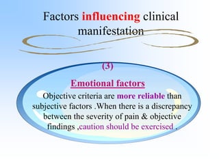 Factors influencing clinical
manifestation
(4)
The Patient’s Intelligence
A clinical history is only as reliable as its so...