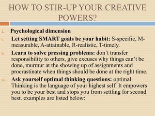 Diagnosis of creativity | PPTX | Religion & Spirituality