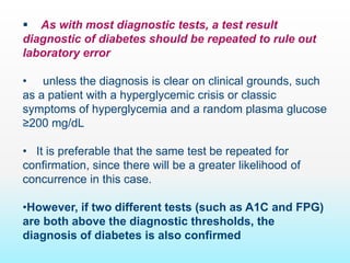 Diagnosis of diabetes mellitus | PDF
